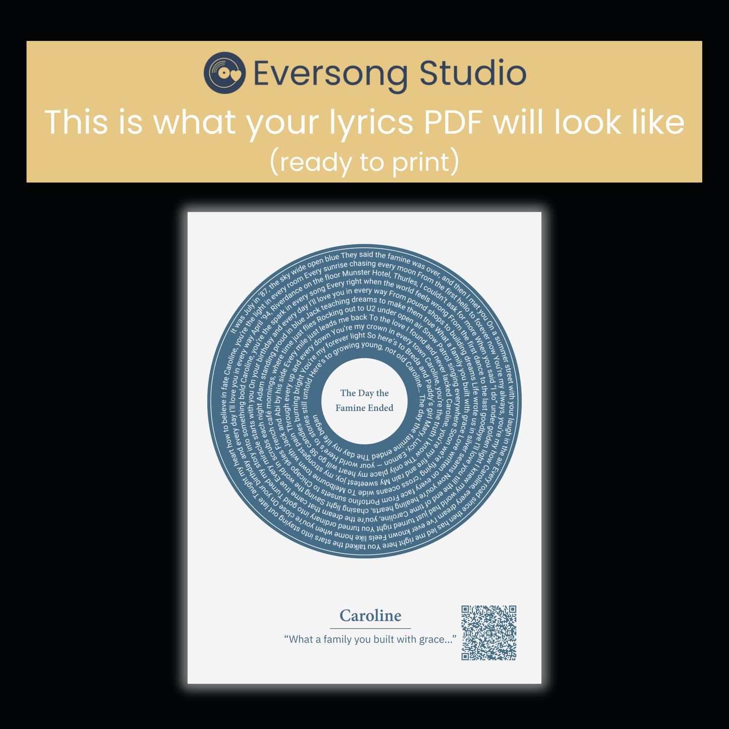 Custom Song and Lyric Artwork - What it will look like