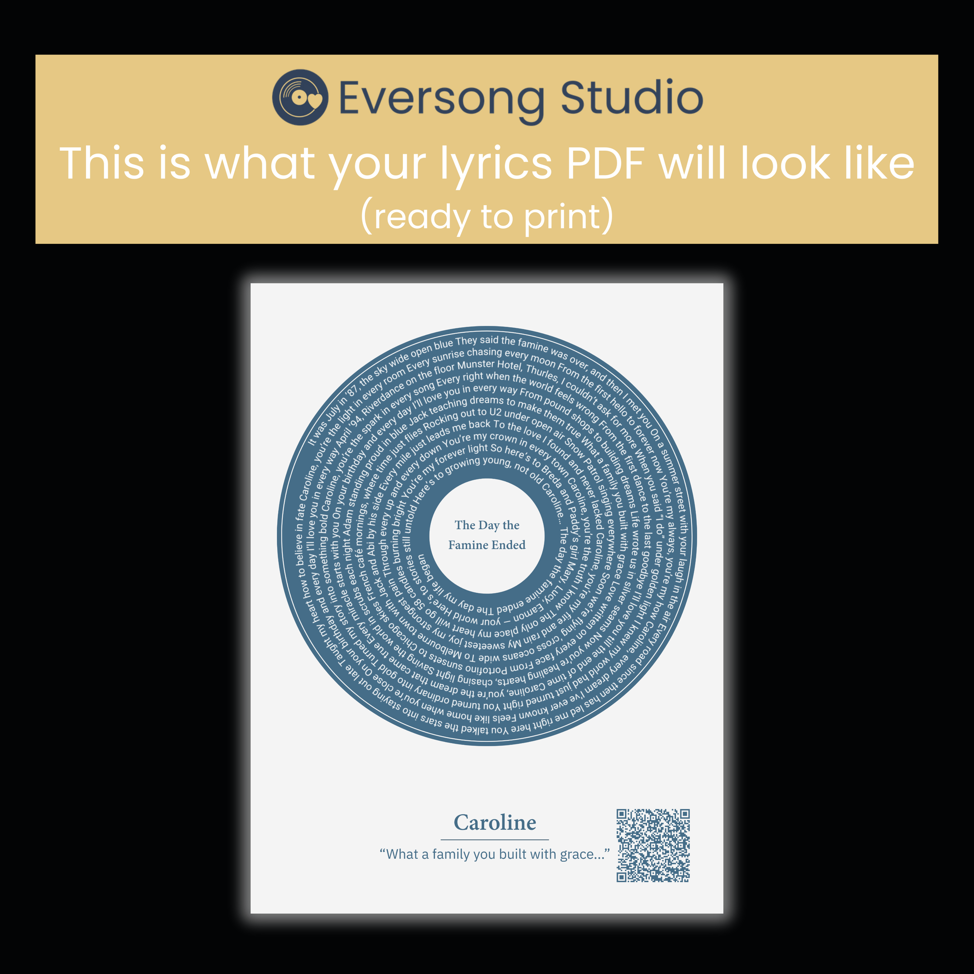 Custom Song and Lyric Artwork - What it will look like