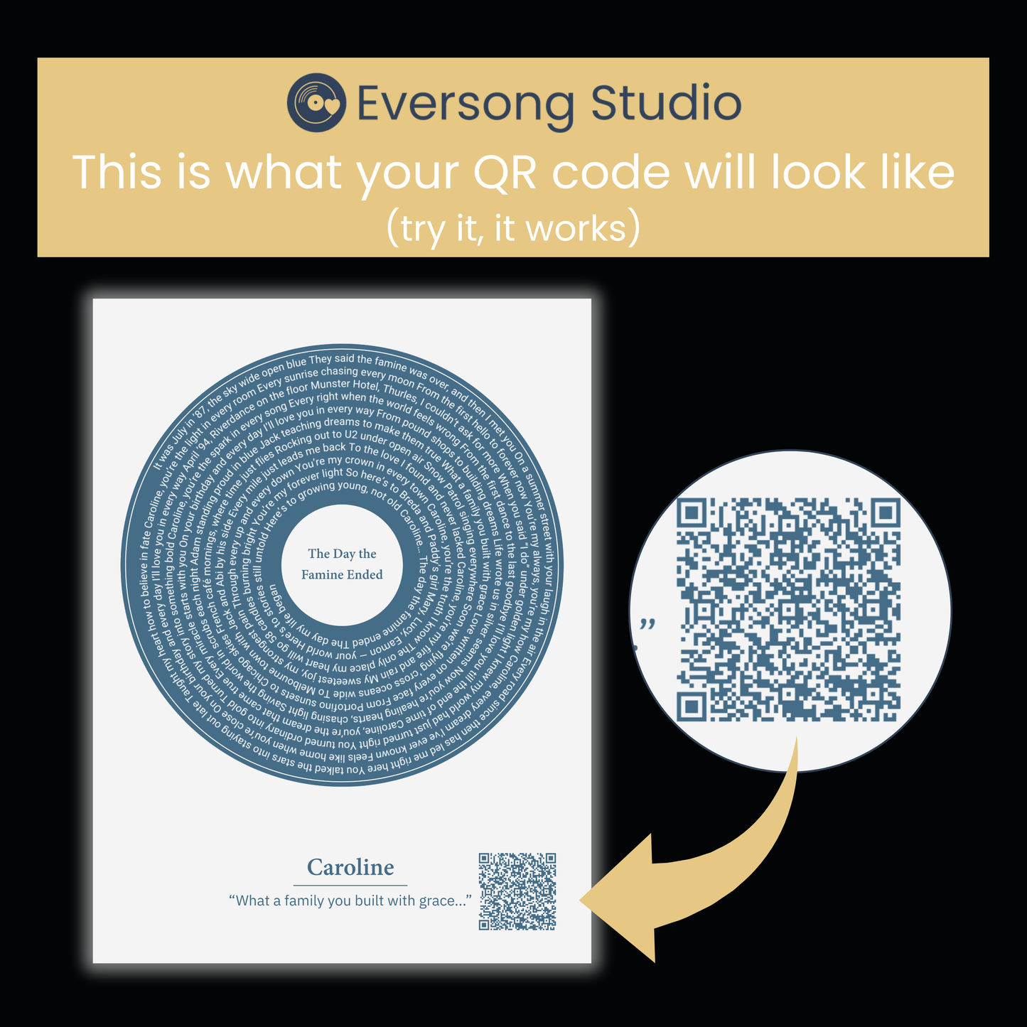 Custom Song and Lyric Artwork - QR Code