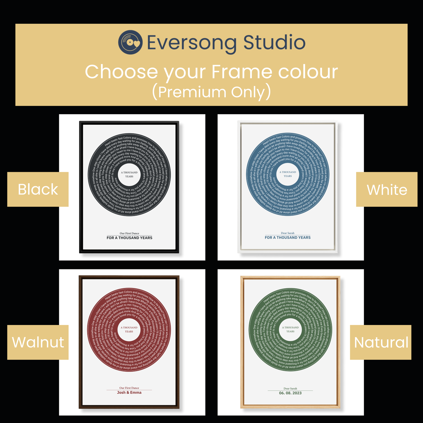 Personalised Song and Lyric Artwork - Frame Colours